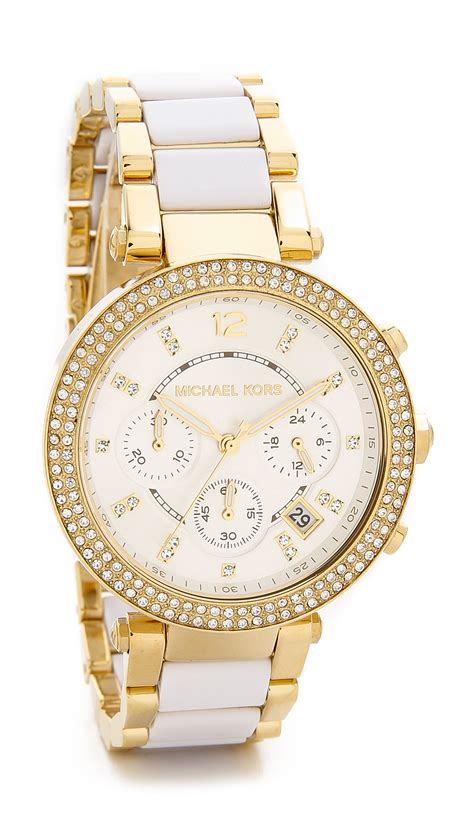 michael kors white and gold mens watch|michael kors gold watch women.